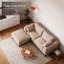 Canapé 2 places en lin kaki avec pouf, canapé moderne rembourré