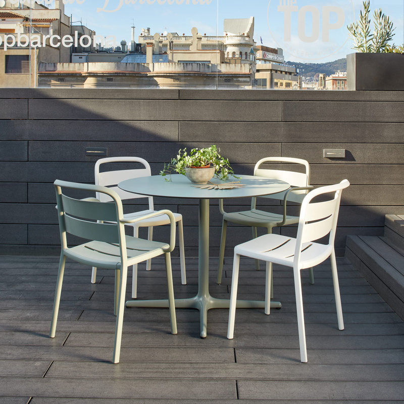 Toledo Round Outdoor Dining Table , in. W in. D, 29.53"H x 35.43"L x 35.43"W, Ivory
