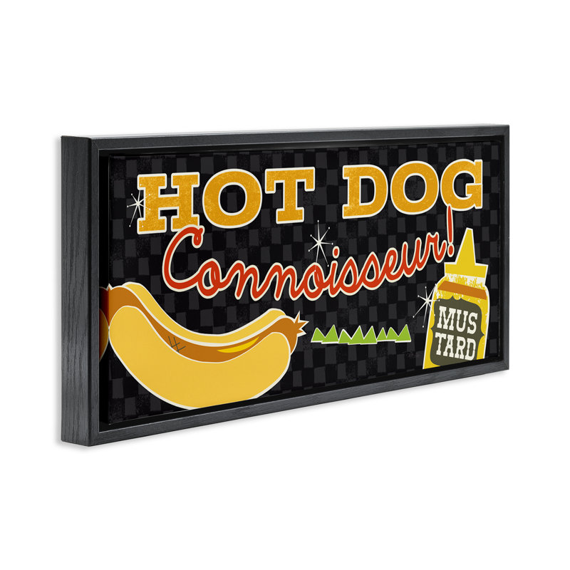 «Hot Dog Connoisseur», art mural encadré par Pela Studio, H 11 po x l 25 po, Cadre flottant noir de jais