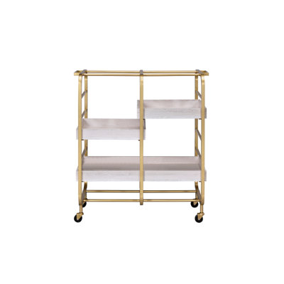 Vorrik Gold & White Washed Finish Serving Cart