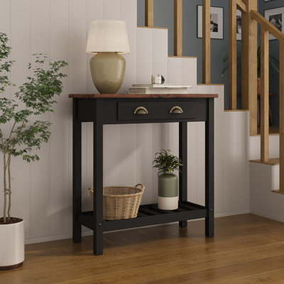 Wood Hall Table Console 1 Drawer Delija Black | August Grove