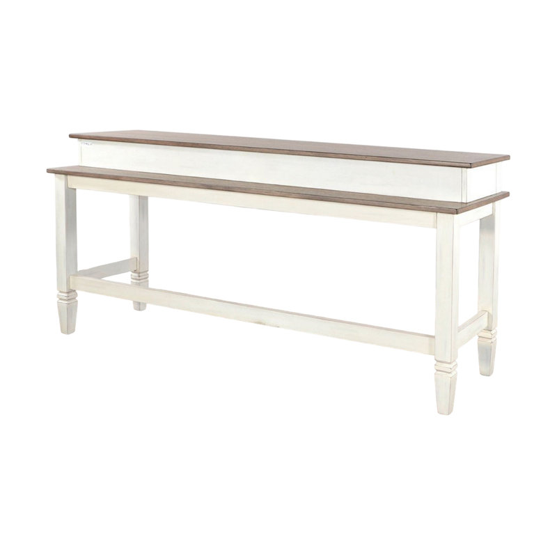 Dean Console Table, USB and Cubbies, 76 Inch Rectangular Brown, White