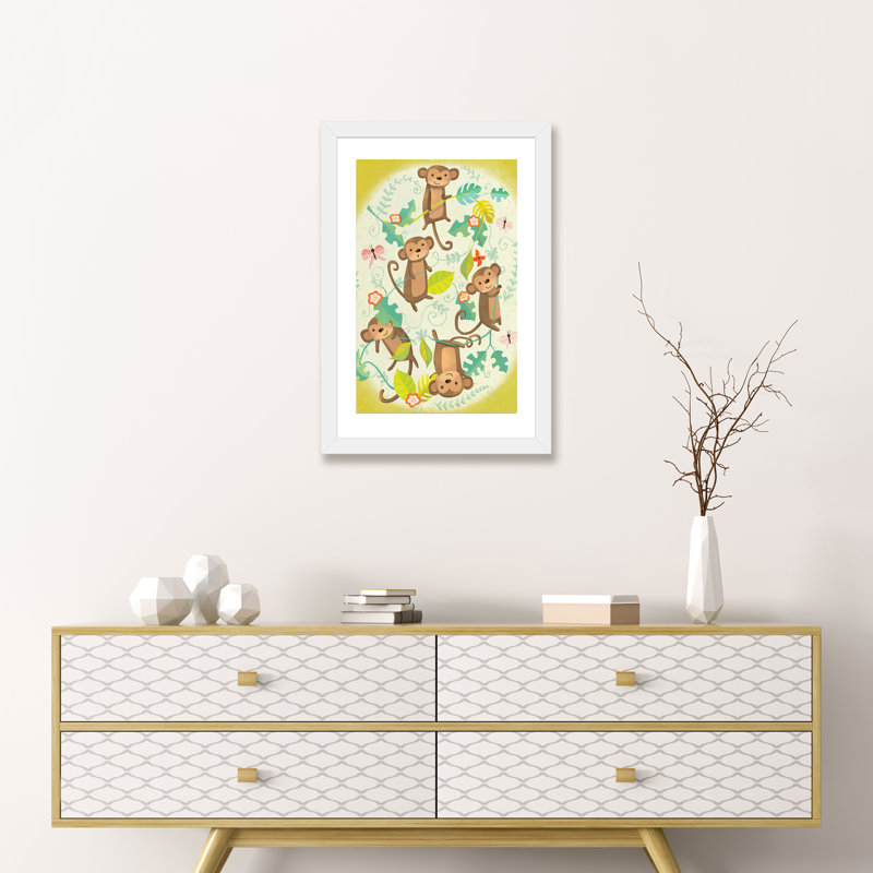 «Jungle Baby II» par Laura Watson - impression d'art graphique, Blanc, H 24 po x l 16 po x P 1 po, Papier encadré blanc