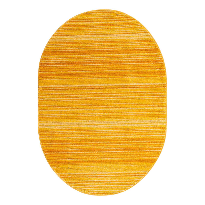 Tapis rayé Osteen, Ovale 4 pi 1 po x 6 pi 3 po, Jaune