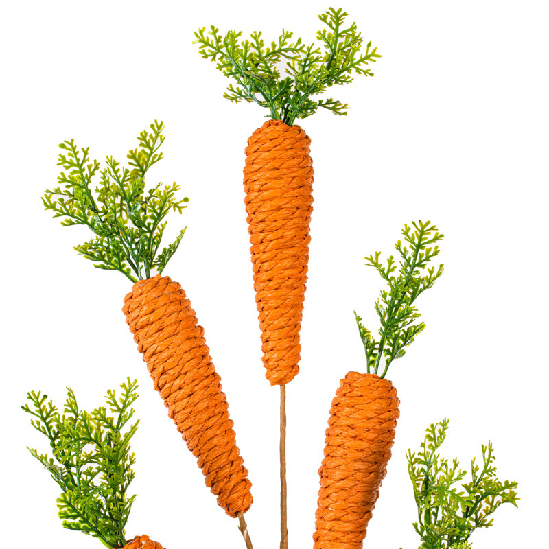 Vickerman 26" Artificial Orange Carrot Spray 2/Bag. Great addition to any spring or Easter decorating.