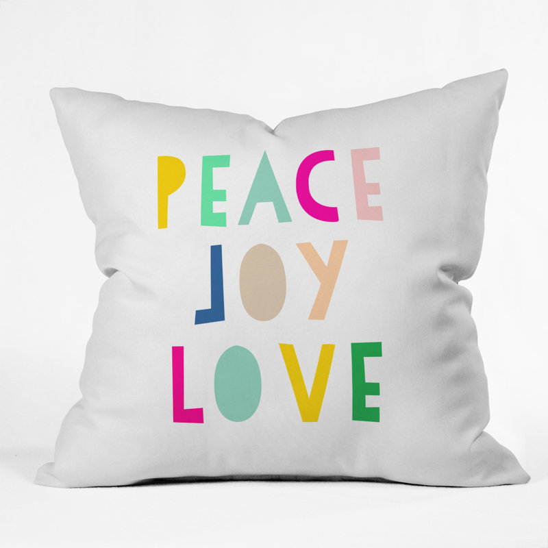 Peace Joy Love Square Throw Pillow, 18" x 18"