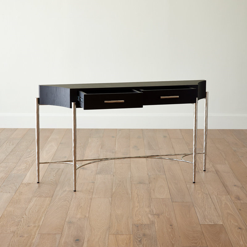 57.5'' W Solid Wood Console Table, Silver, Black