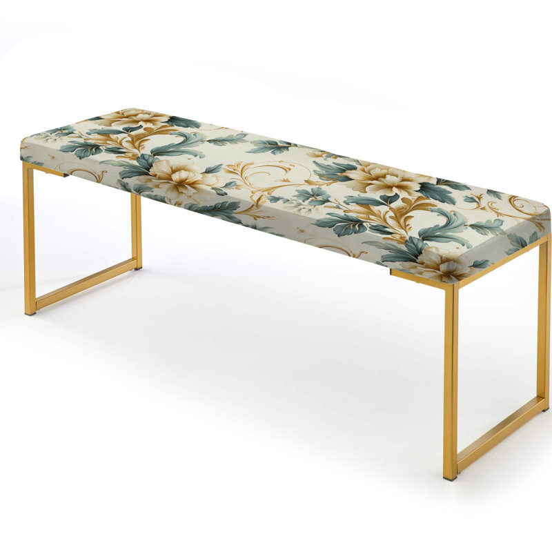 Banc floral rembourré or, Cadre ornemental rétro motif victorien IV