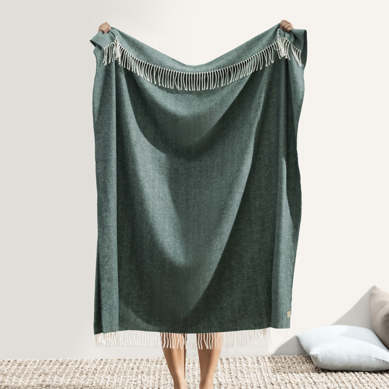 Italian Herringbone Throw Blanket, Charcoal