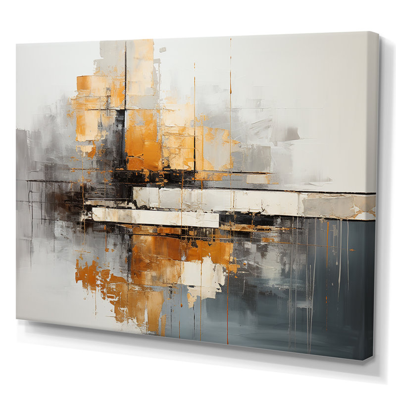 «Lakehouse Foilage Solitude - Abstract Wall Art Living Room», H 24 po x l 32 po x P 1 po, Toile tendue