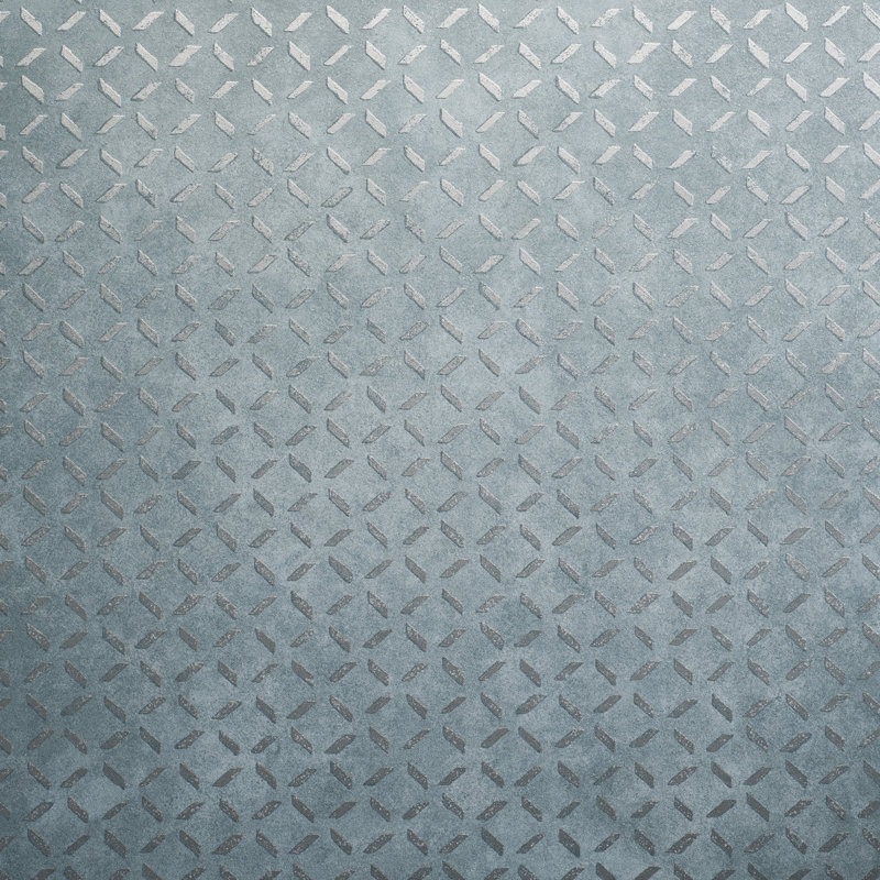 Soho Metallic Industrial Grid 10.05m x 53cm Wallpaper Roll, Steel Blue