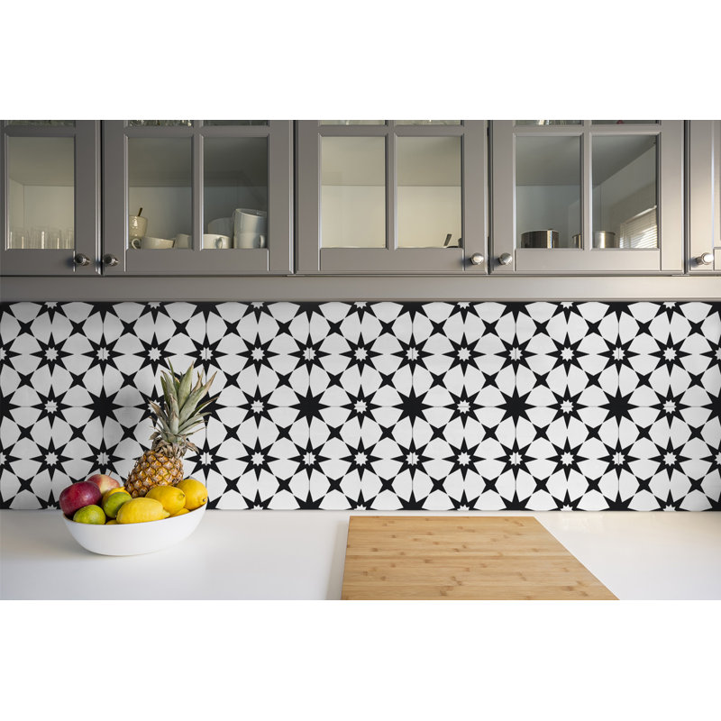 Horvatt 30cm W x 30cm L Vinyl Peel and Stick Field Tile, Black