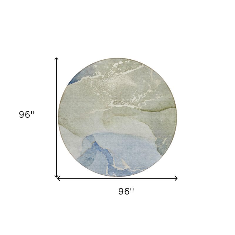 8' Round Blue and Green Round Abstract Indoor Outdoor Area Rug 8' Round Blue and Green Round Abstract Indoor Outdoor Area Rug
