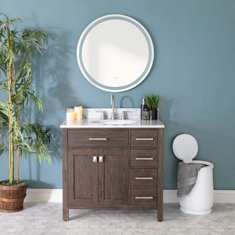Ensemble de meuble-lavabo simple 36 po Mason Hill, Chêne foncé, Blanc