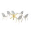 Ensemble de salle à manger de table 63 "x 39" en verre avec chaises d'appoint rembourrées et base dorée-531790067-531790069
