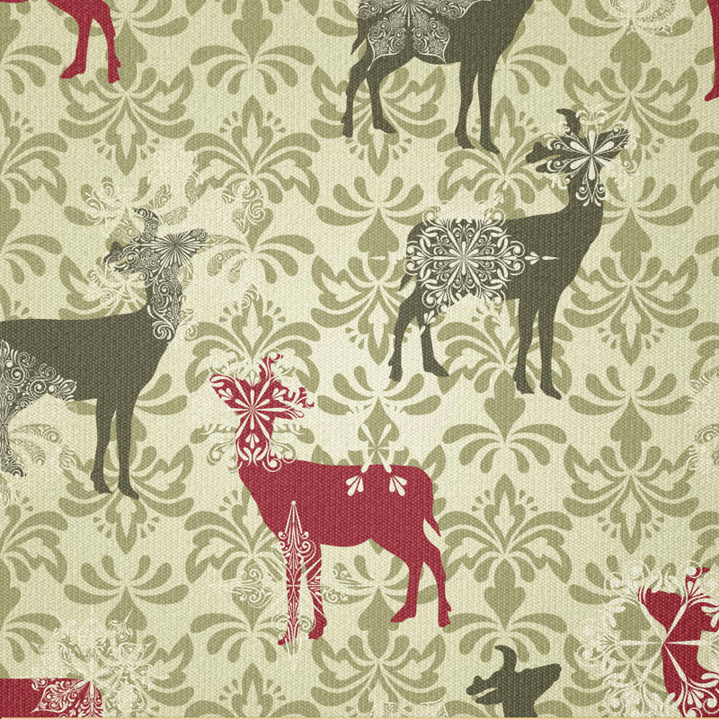 Aleeshia Damask Snowflake Deer Fabric