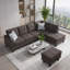 Canapé modulaire rembourré réversible avec repose-pieds-133070995-133070998