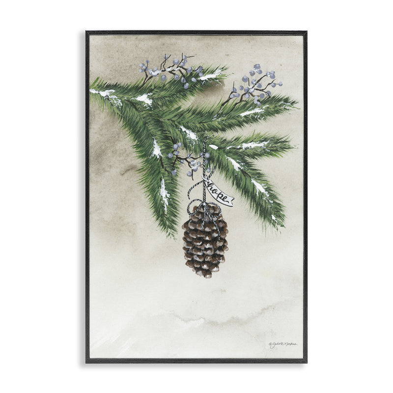 Giclée sur bois en forme de pin suspendu par Julie Norkus, H 18 po x l 12 po, Giclée encadrée noir minuit