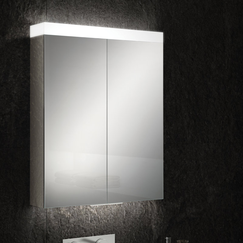 Apex 500mm W 700mm H Surface Frameless Medicine Cabinet Mirror Adjustable, 70cm H x 50cm W x 13cm D