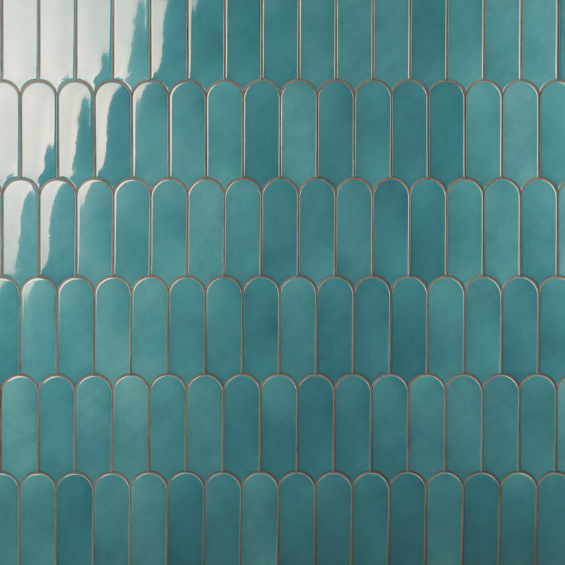 Airy 2.83 in. x 7.67 in. Polished Ceramic Fishscale Wall Tile (5.15 Sq. Ft. / Case), Turquoise