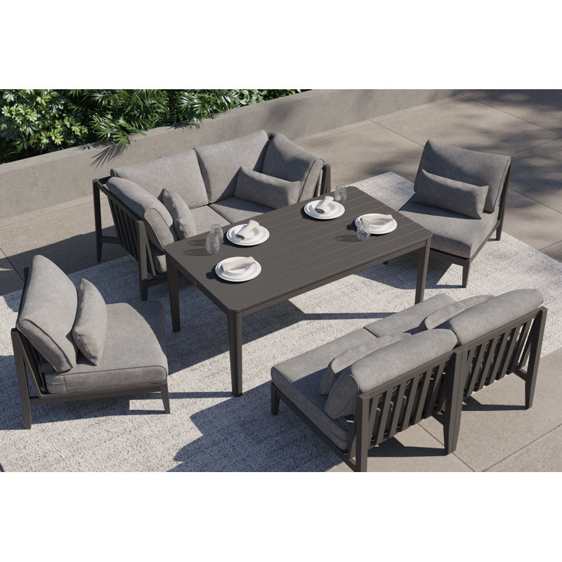 Charcoal Aluminum Outdoor Armchair Conversation Set, Pacific Fog Gray
