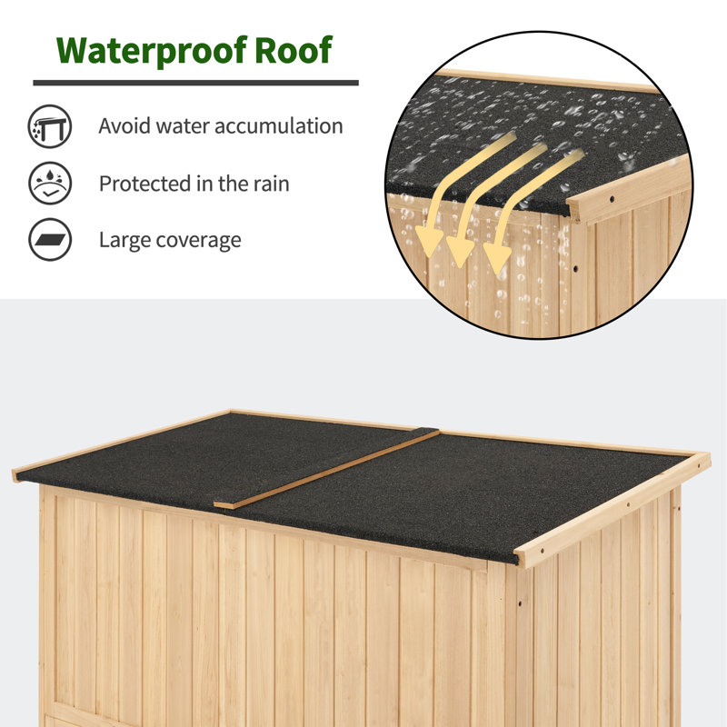 4 ft. W x 2 ft. D Outdoor Wooden Storage Shed with 2 Shelves and Lock, Natural