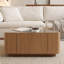 Table basse de 31,5 pouces carrée avec tiroirs de rangement, table basse moderne en bois avec plateau en verre, tables de centre de table de thé pour le bureau de salon, noyer