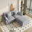 Slipcovered Upholstered Modular Sofa With Ottoman-110374991-110374986