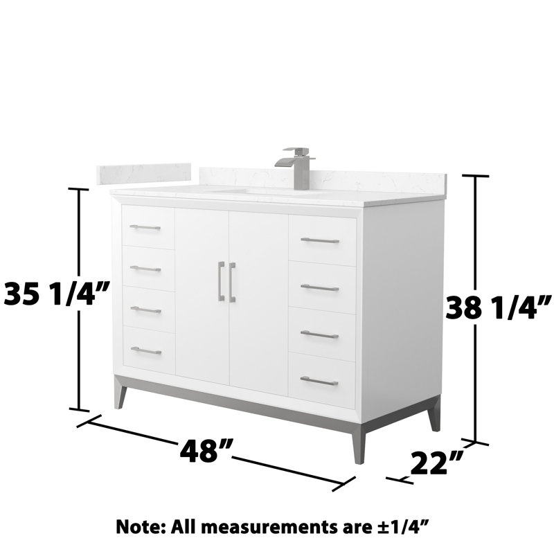 Amici Single Bathroom Vanity Set, Matte Black, 48", Cultured Marble (White)