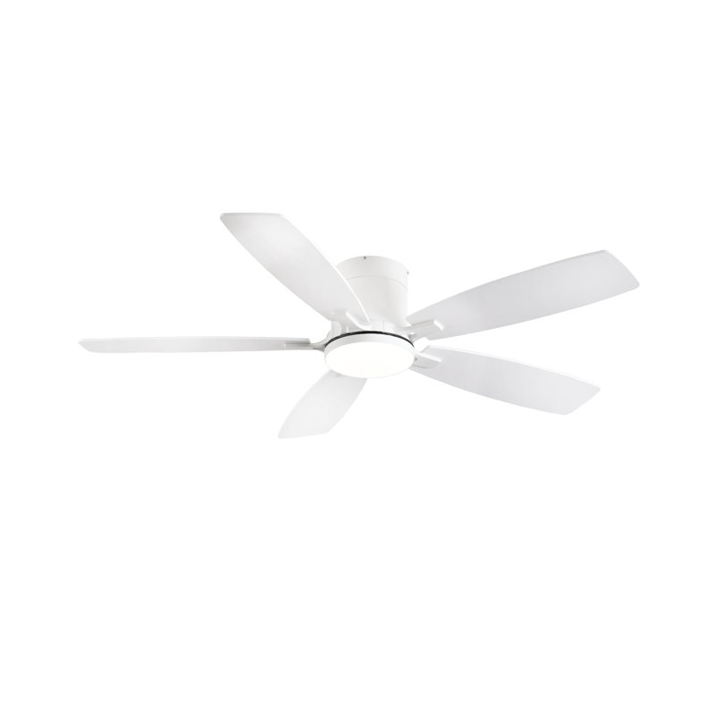 52 inch Ceiling Fans with Led Lights and Remote/app Control, Flush Mount, Reversible DC Motor, 3CCT Dimmable, Noiseless, Modern White Ceiling Fan for Bedroom, Indoor/Covered Outdoor Use
