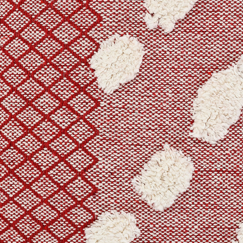 Coussin décoratif contemporain 100% coton à motif géométrique fait à la main Contemporary, Rouge