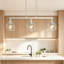 Luminaire suspendu linéaire pour îlot de cuisine, lustre de salle à manger en nickel brossé avec abat-jour en verre transparent, luminaire moderne à trois lumières pour table ou bar