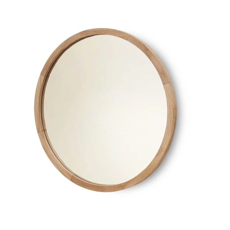 Miroir rond en bois naturel 20 pouces, 19,7 po x 19,7 po