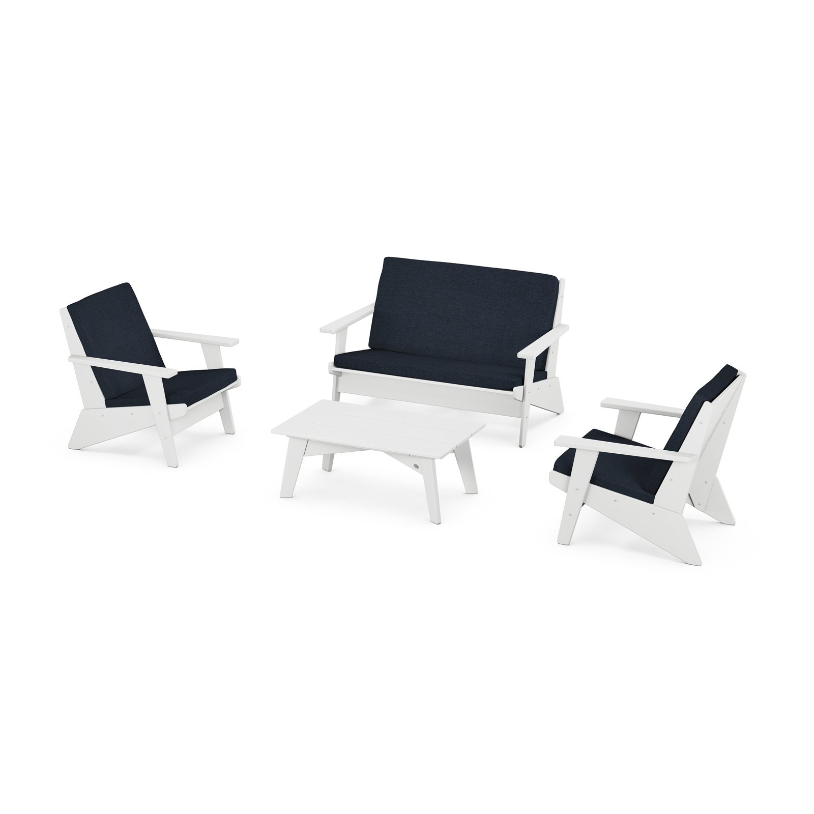 POLYWOOD® Riviera 4-Person Patio Seating Group, Marine Indigo, White
