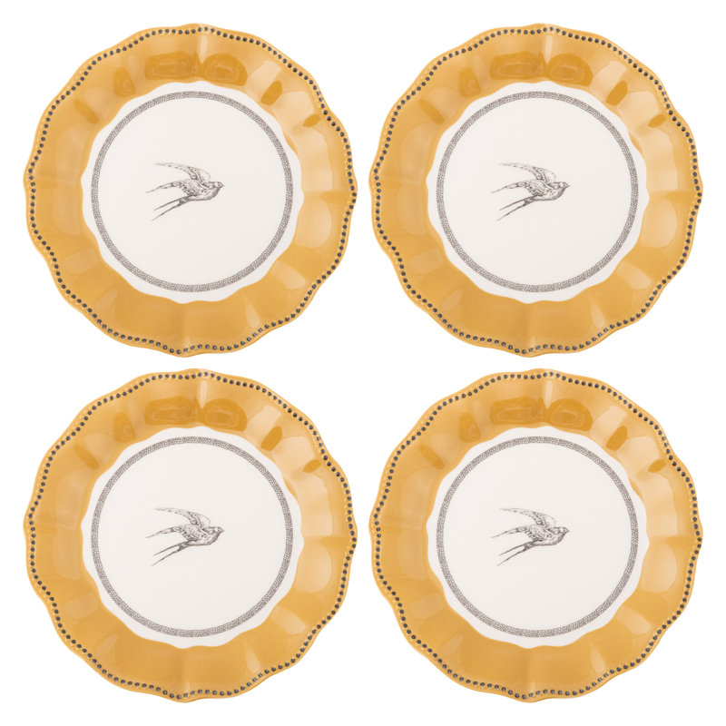 MELAMINE SALAD PLATES S/4 BIRD (S25)