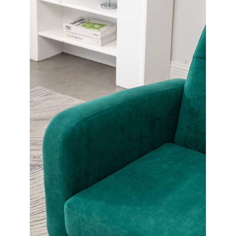 Fauteuil capitonné de 29 po de largeur Alixon, Velours vert