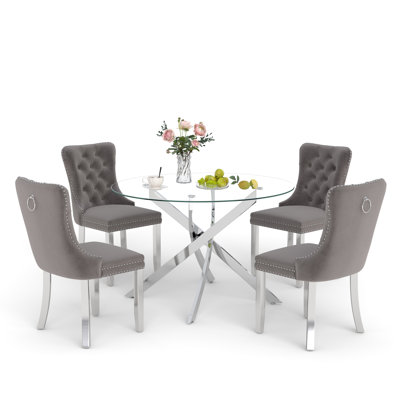 Keyari 4 - Person Pedestal Dining Set