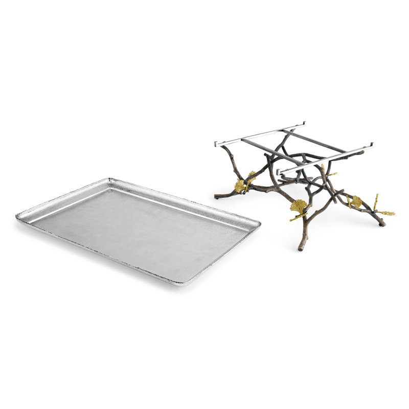 Butterfly Ginkgo Footed Tray, 6.75" H x 18" W x 12" D