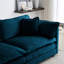 Canapé modulaire en chenille bleu 3 pièces, siège très profond pour le salon, construction en bois surdimensionnée et éponge confortable moderne, revêtement fin à structure solide