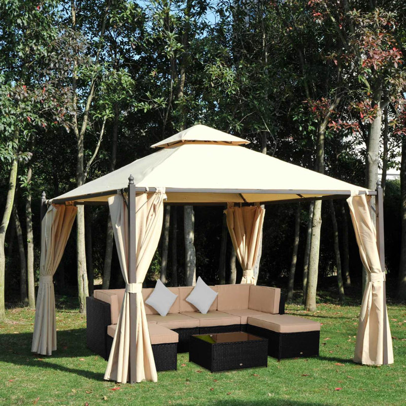 Outdoor Steel Patio Gazebo, Beige