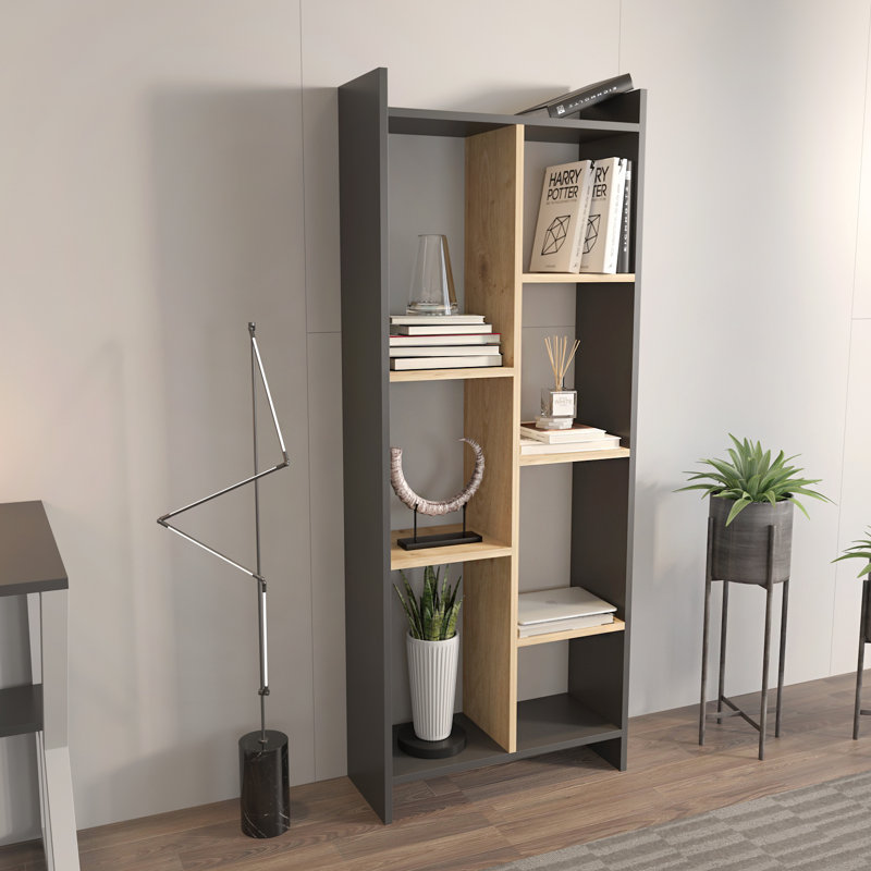 Leniah Bookcase, Sapphire Oak, Sapphire Oak/Anthracite