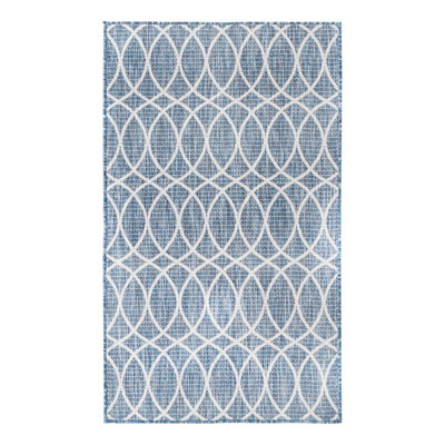 Blue Gitter Indoor/Outdoor Trellis Rug