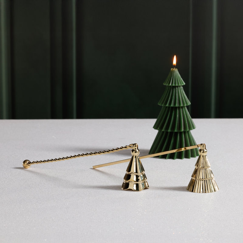 Bougie de Noël en forme d'arbre de Noël, Or ondulé