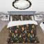Ensemble de housse de couette Botanical Multicolor Leaves On Black Pattern - Botanical-390681751