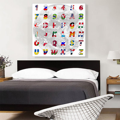 «World Flags Full Alphabet», reproduction d'art textuel sur toile tendue