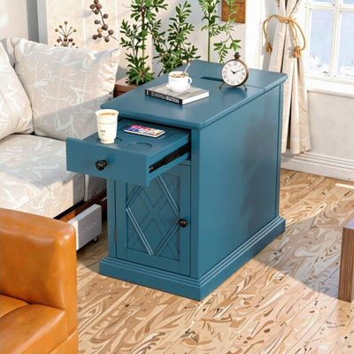Charging Coffee Coffee End Table With Usb Ports And Storage, Wooden Accent