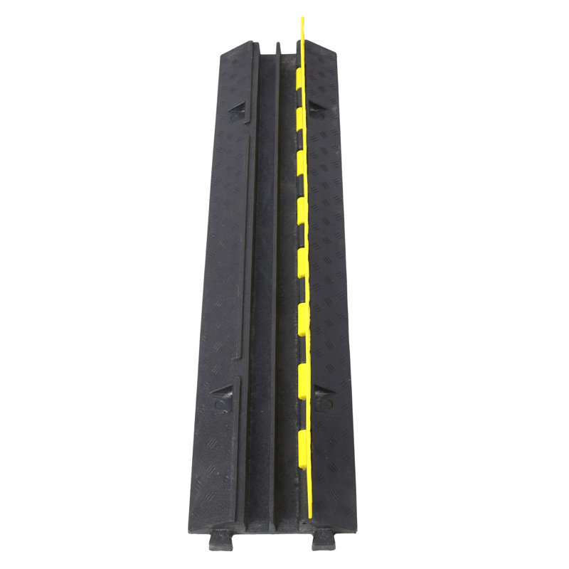 Rampe de protection de câble en caoutchouc robuste à 2 canaux - Pare-chocs noir