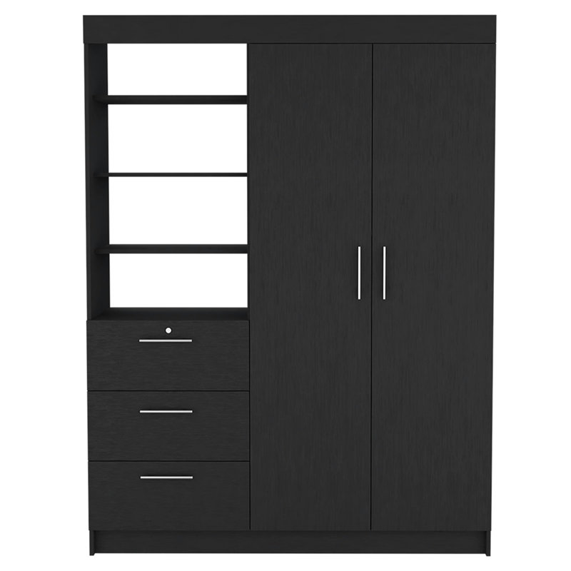 Armoire Rumanu, chambre, chêne fumé, H 78,74 po x l 20,39 po x P 59,05 po, Noir
