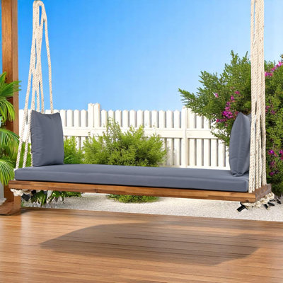 Balancelle de véranda en bois d'acacia avec coussin