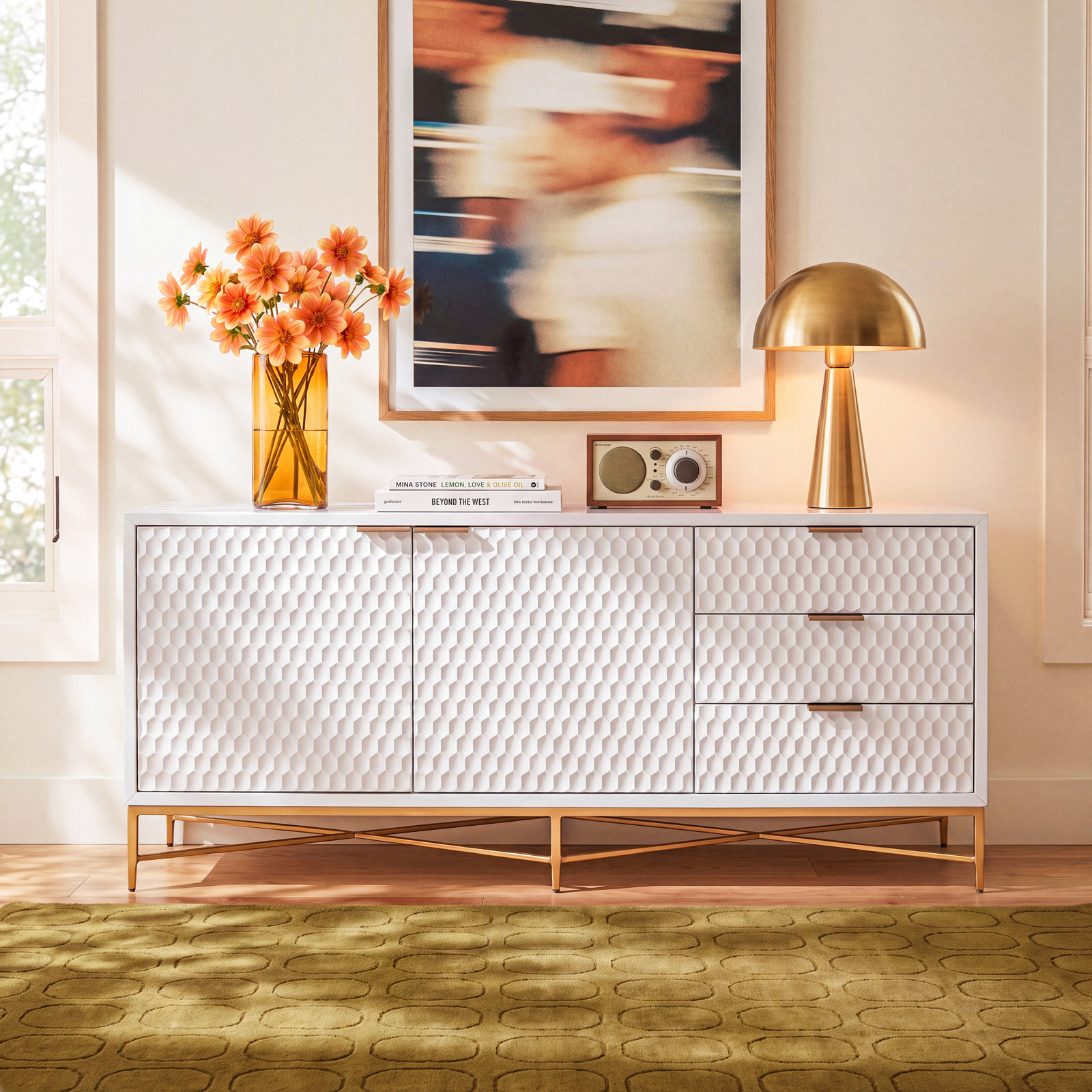 Capra 64" Mahogany TV Stand, White